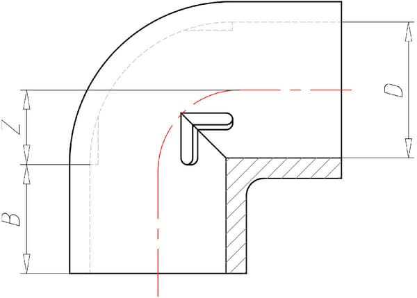 Coude 90° en PVC 160x160mm vue 2