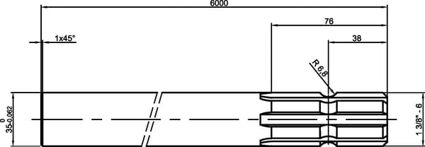 Arbre L=6000 1.3/8-6 1 côté vue 2
