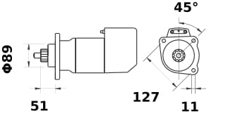 Démarreur 12V 3,6kW vue 2