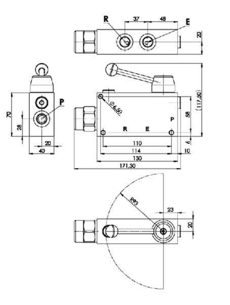 Régulateur de débit 3 voies 90-150 vue 6