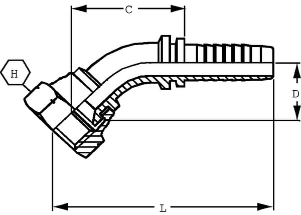 Raccord DN08-3/4 JIC 45° vue 2