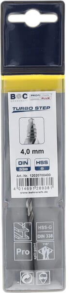 Vrták 4,0 mm HSS-DIN 338-G TURBO STEP
