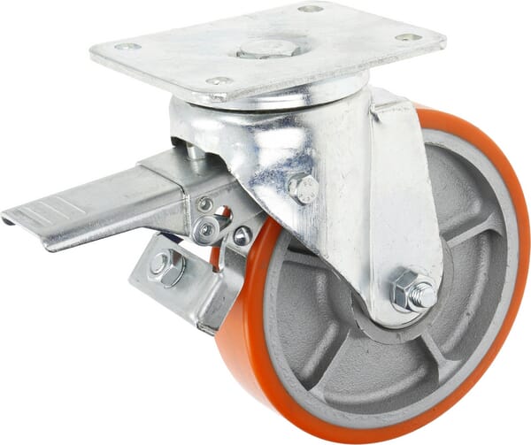 Roue pivotante, roue en polyuréthane : Ø175x40mm, Fixation de plaque: 140x110mm Load: 600kg, Ro-Carr · réf. WH700P175