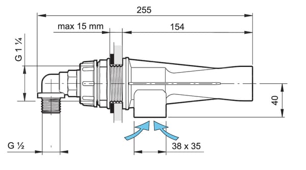 Injecteur anti-foam 3 mm inox vue 3