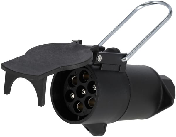 Fiche de remorque 7 pôles, plastique, 12V, bornes à vis, protection contre les intempéries — réf. TR00015KR