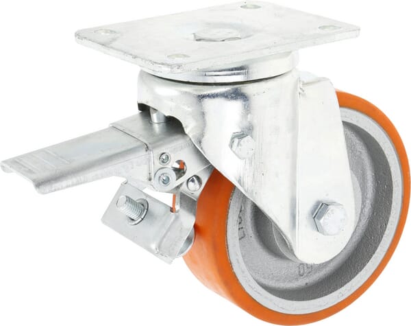 Roue pivotante, roue en polyuréthane : Ø150x50mm, Fixation de plaque: 140x110mm Load: 600kg, Ro-Carr · réf. WH700P15050