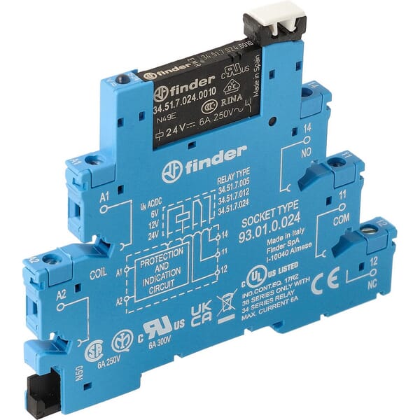Interface relais Mod. (EMR) Vis.6,2mm.1CO 6A/24V UC/AgNi · réf. 385100240060
