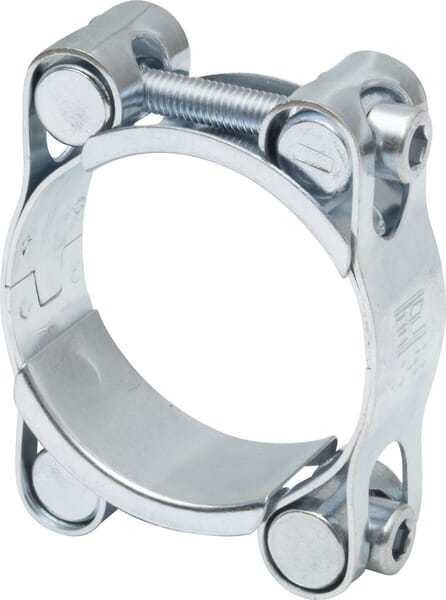 Hadicová spona dvojitá, 40–50 mm, dvojitý šroub, DIN912, pozinkovaná, Kramp