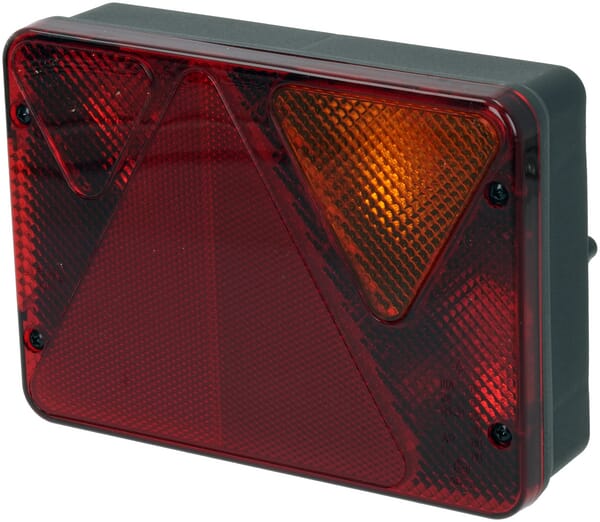 Feu arrière droit rectangulaire, rouge/orange, à visser, 188x51x135mm, 5 broches/4 broches, Ajba — réf. LA82140