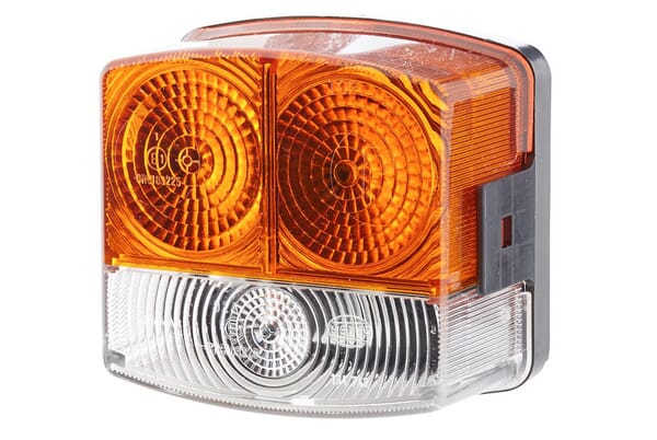 Feu de direction et de position RH 21/10W, carré, 12V, ambre/transparent, à boulonner, 95x54.5x90mm, Hella — réf. 2BE002776261