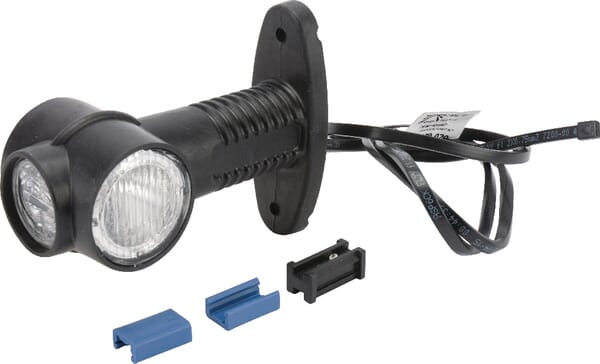 Feu de gabarit LED, rond, 12V, rouge/blanc/orange, boulon sur fiche DC, Aspöck — réf. 313309027