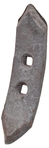 Pointe de cultivateur 194mm réversible trempée, courbée, 2 trous — réf. 51201410010062