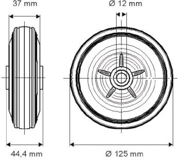 Roue 125 mm vue 2