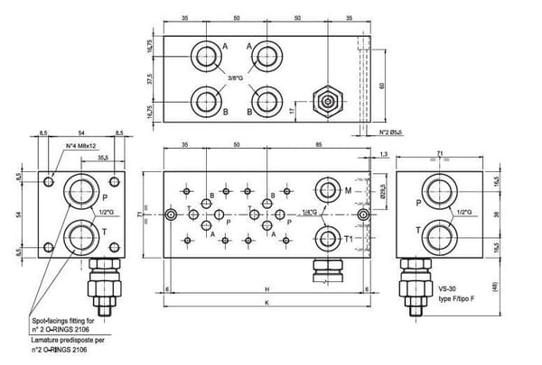Plaque de base DBV 50-210 bar+forage vue 3