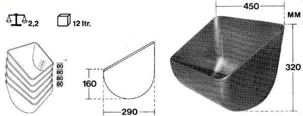 Krmicí žlab 12 l, model 145, černý