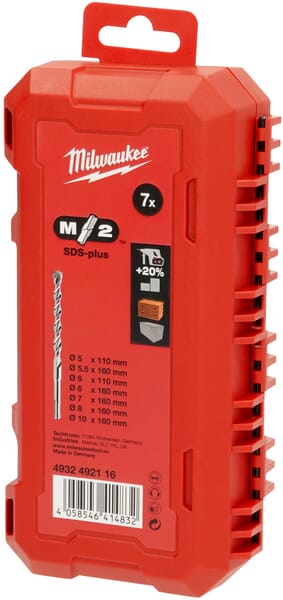 Sada příklepových vrtáků, SDS-plus M2, 2 břity, 7dílná