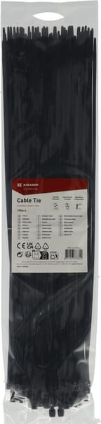 Collier de serrage 3,6 x 370 mm, noir, 100 pièces — réf. TR0136370BLA