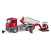 U03624 Camion MB Arocs avec conteneur à crochets de levage et mini-excavatrice Schaeff
