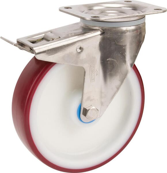 Roulettes pivotantes en acier inoxydable à bandage en matière synthétique · réf. 8477UAD125P62