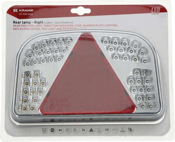Feu multifonction D LED, rectangulaire, 12V, 244x149x48mm, Baïonnette 7 broches — réf. LA91260RKR