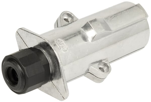 Fiche de remorque 7 broches, aluminium, 24V, bornes à vis — réf. TR00012KR