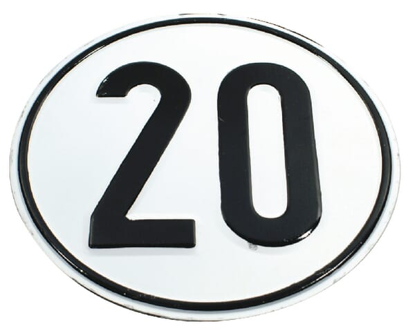 Plaque 20 km type allemand — réf. BL20