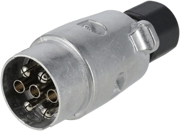 Fiche de remorque 7 pôles, aluminium, 12V, bornes à vis — réf. TR00007KR