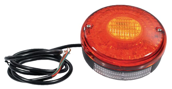 Feu arrière LED, rond, 12/24V, rouge/ambre, à boulonner, Ø 140mm — réf. LA2003M