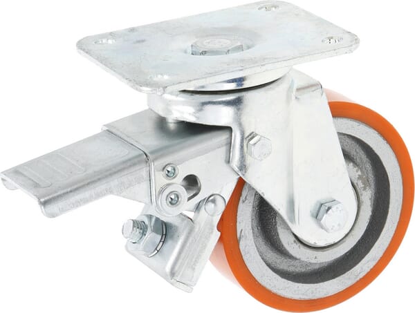 Roue pivotante, roue en polyuréthane : Ø100x30mm, Fixation de plaque: 105x85mm Load: 200kg, Ro-Carr · réf. WH700P100
