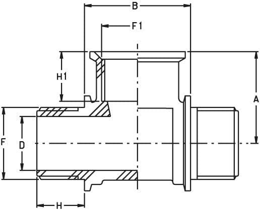 Pièce en T 1 1/4" M/F vue 2