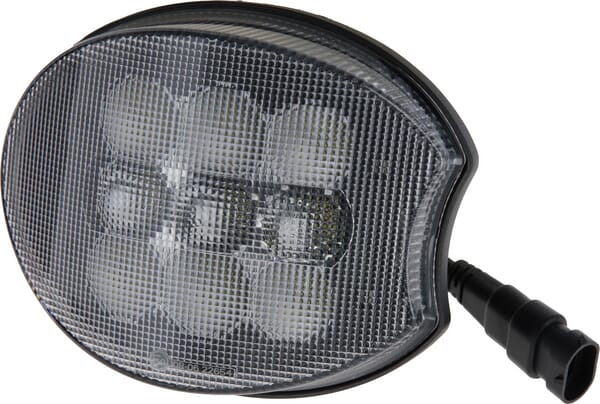 Feu de travail d'angle LED, droit, 45 W 4 500 lm, 160 x 127 x 67 mm, cadre noir, prise H9, combo, compatible avec John Deere — réf. LA10640RIGHT