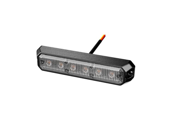 Feu d'avertissement, type stroboscopique, 12/24 V, orange, 6 LED, horizontal, boîtier en aluminium · réf. 2XD018160001