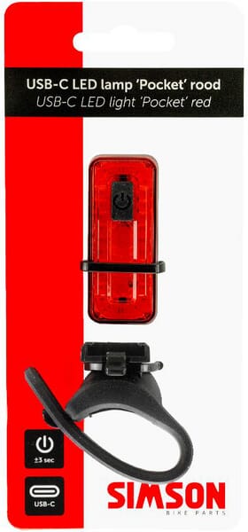 Lampe de poche LED rechargeable USB-C, rouge — réf. 022032SIM