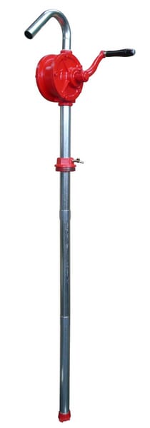 Pompe à palettes à deux corps avec tube d'aspiration en acier en 3 parties. Convient aux fûts jusqu'à 200 litres. Adaptateur pour fût : 2" BSP Pour huiles diesel, moteur, boîte de vitesses et hydrauliques jusqu'à SAE 90 Débit : 250 cm3 par tour — réf. 10553461010