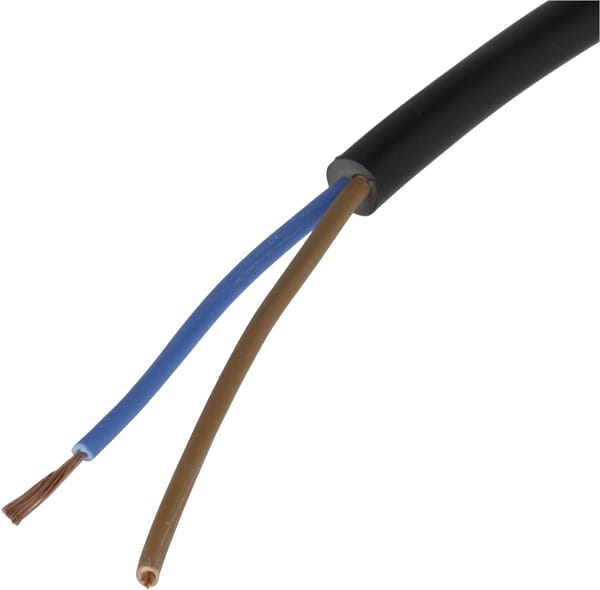 Câble 2x0,75mm² noir, PVC, par m, Helukabel · réf. H05VVF2X075BK