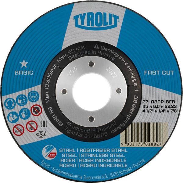 Disque de broyage de base en acier - Acier inoxydable 125x6 mm — réf. 34468717