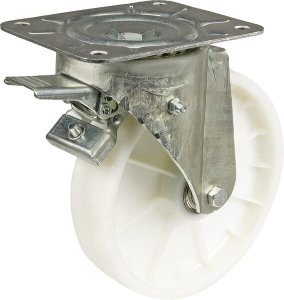 Roue pivotante, roue en polyamide : Ø250x60mm, Fixation de plaque: 200x160mm Load: 400kg, Ro-Carr · réf. WH50NF250