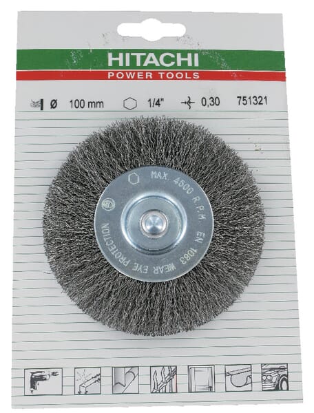 Kulatý kartáč 100x0,3, vlnitý drát, dřík 1/4"