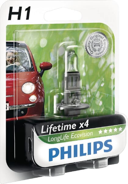 Ampoule halogène H1 12V 55W P14.5s blanc Philips · réf. GL12258LLECOB1