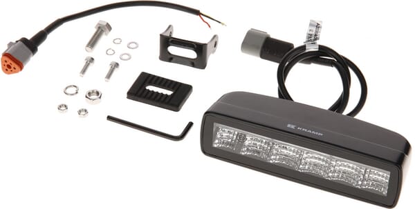 Lampe de travail indirecte LED, 30W, 2880lm, rectangulaire, 12/24V, blanc/orange, 157x49,7x60mm prise Deutsch, faisceau étroit, 6LED — réf. LA10610
