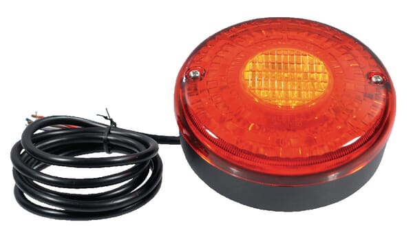 Feu arrière LED, rond, 12/24V, rouge/ambre, à boulonner, Ø 140mm — réf. LA2002M