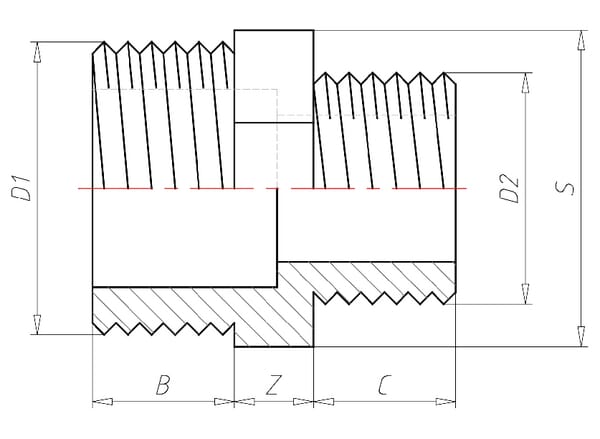 Réducteur 2xM 3/8" x 1/4" vue 2
