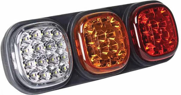 LED arrière, rectangulaire, 12/24 V, blanc/ambré/rouge, avec boulon, Britax — réf. L1300LDV