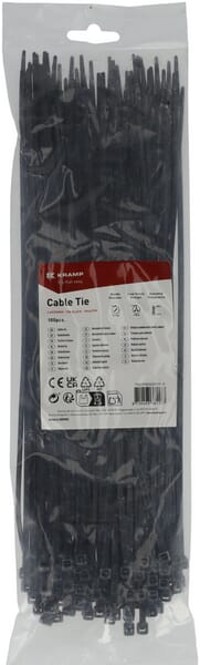 Collier de serrage 3,6x300mm, FW noir, 100pcs — réf. TR01FW36300BLA