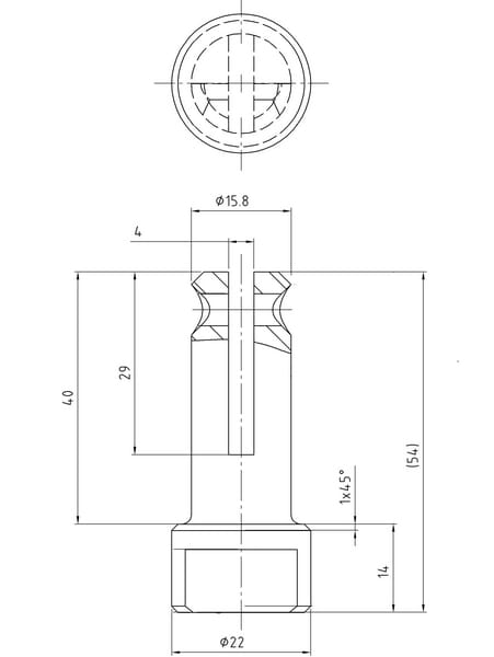 Jeu de dispositifs de verrouillage pour ISO 1+2 ancienne conception, jusqu'en 2008, L=54mm Ø 15,8/22mm vue 2