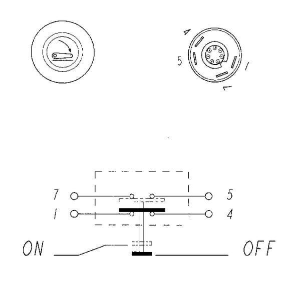 Interrupteur poussoir, abaissement du relevage, rond, vert vue 6