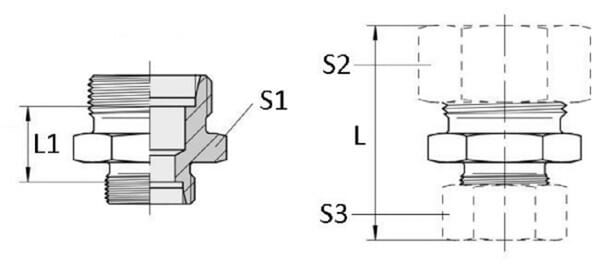 Raccord 8LL - 6LL vue 3