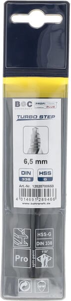 Vrták 6,5 mm HSS-DIN 338-G TURBO STEP