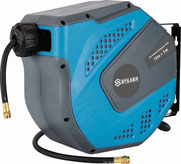 Enrouleur de tuyau d'air comprimé 15 m – tuyau hybride 8×12 mm · réf. 51314STI