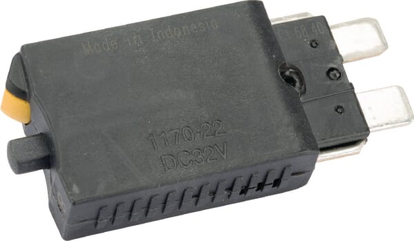 Fusible réinitialisation manuelle thermique 28V 8A longueur 51,6mm orange E.T.A · réf. SI26008